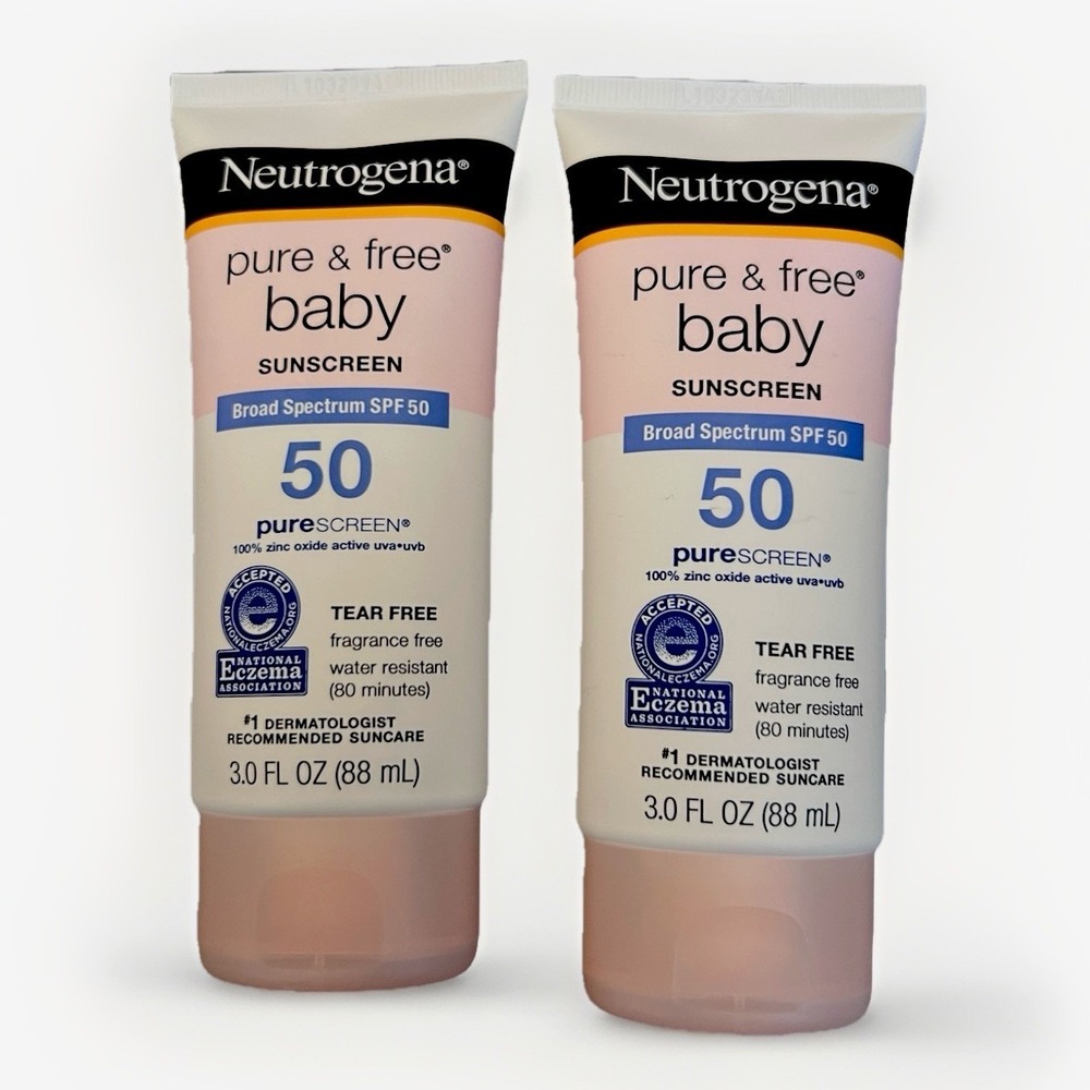 2-Neutrogena SPF 50 Baby Sunscreen Broad Spectrum Pure & Tear Free 3 Ounce 03/26